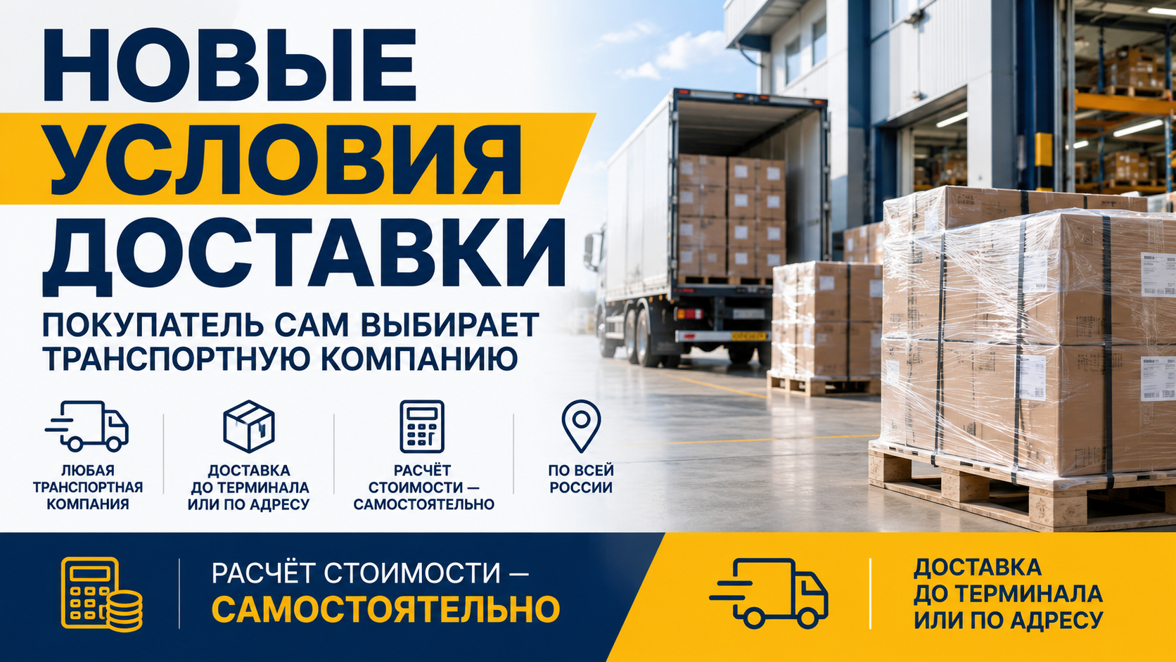 Новые условия доставки продукции Новые условия доставки продукции